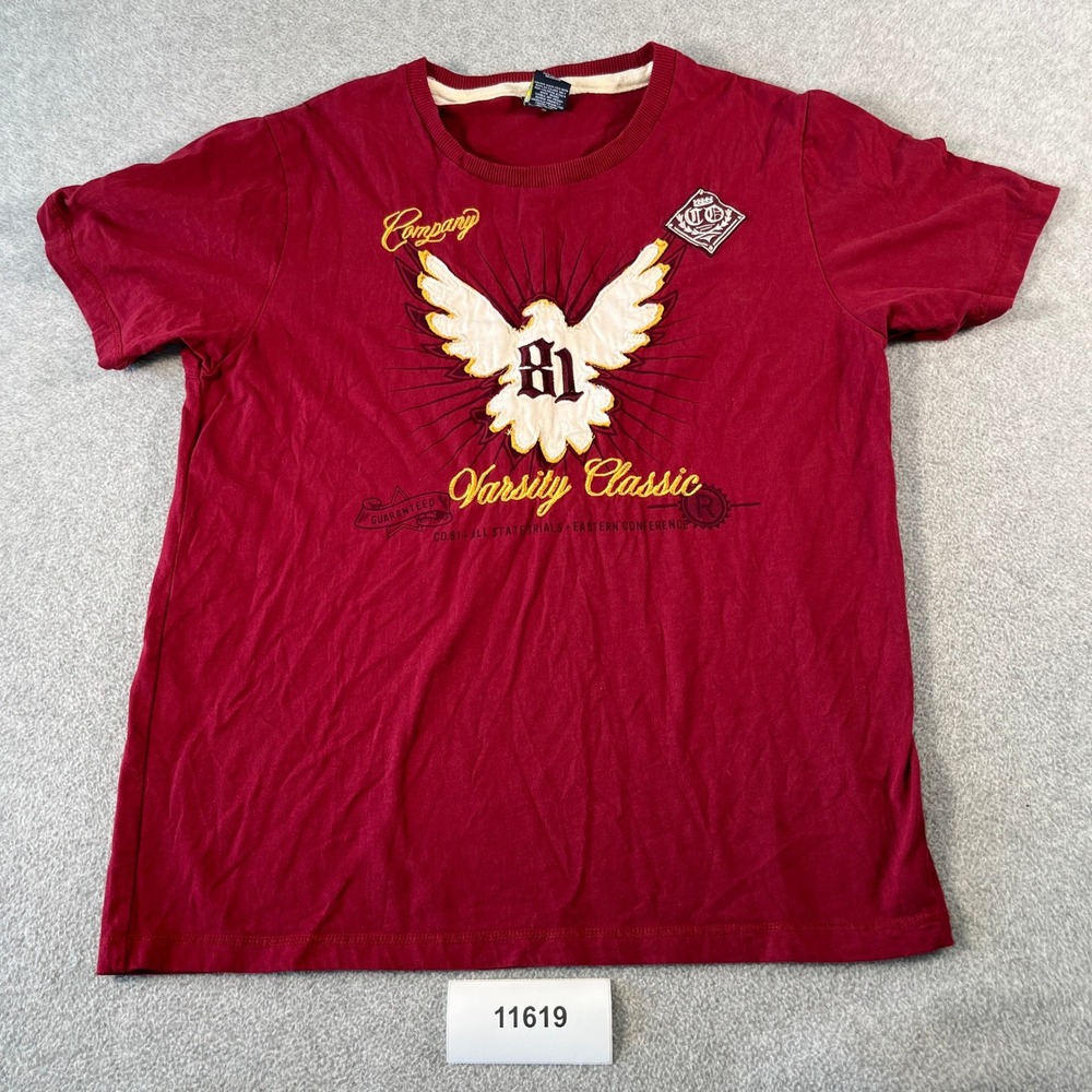 Company 81 T Shirt Mens XL Red Cotton Crew Neck Varsity Classic Eagle Patch